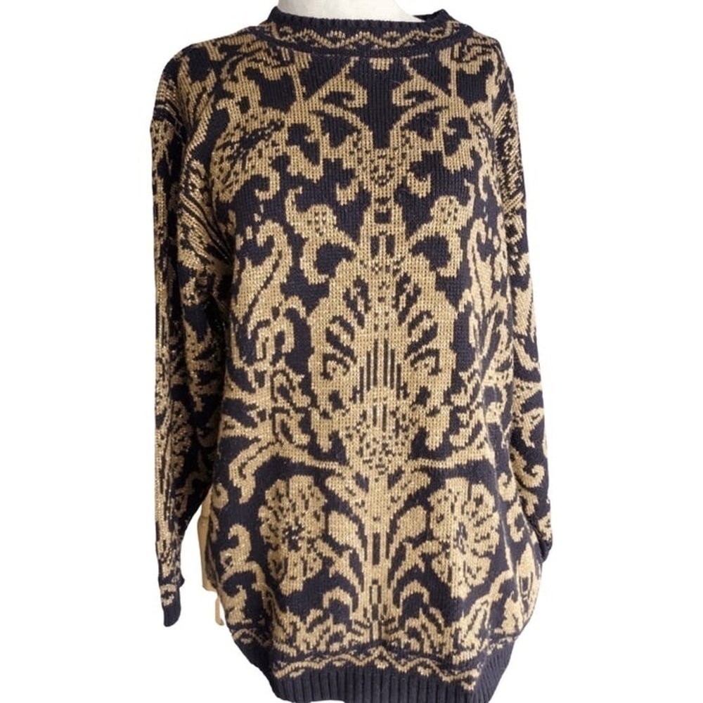 Alfred Dunner black and gold metallic sweater